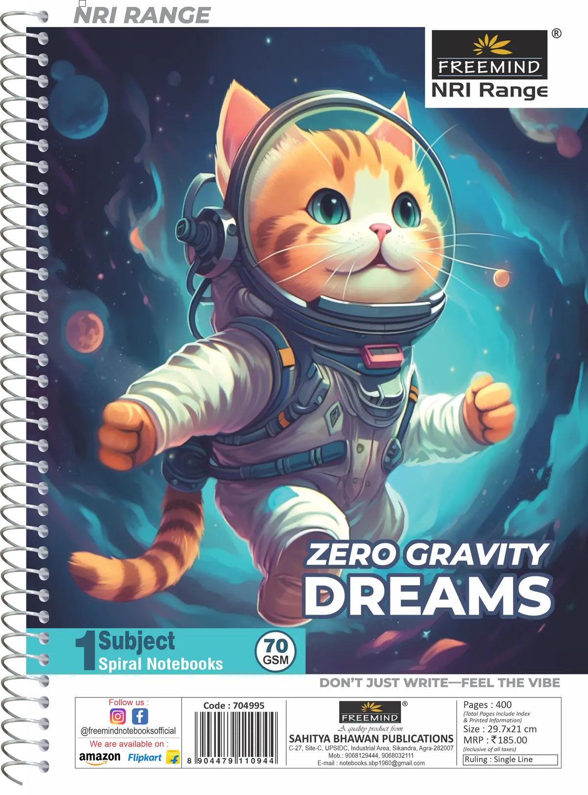 NRI-A4 SPIRAL NOTEBOOK-Single Line-400